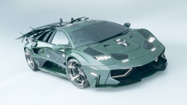 Markasız, jenerik konsept bir arabanın 3 boyutlu çizimi