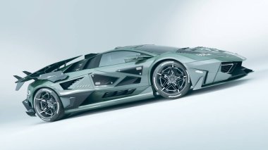 Markasız, jenerik konsept bir arabanın 3 boyutlu çizimi