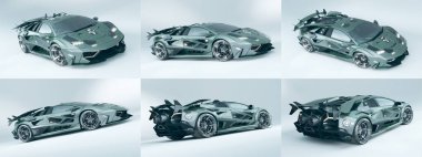 Markasız, jenerik konsept bir arabanın 3 boyutlu çizimi