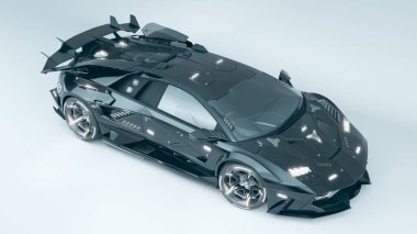 Markasız, jenerik konsept bir arabanın 3 boyutlu çizimi