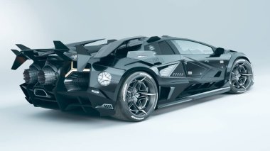 Markasız, jenerik konsept bir arabanın 3 boyutlu çizimi