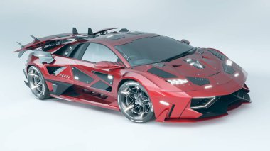 Markasız, jenerik konsept bir arabanın 3 boyutlu çizimi