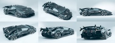 Markasız, jenerik konsept bir arabanın 3 boyutlu çizimi