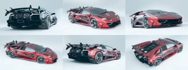 Markasız, jenerik konsept bir arabanın 3 boyutlu çizimi