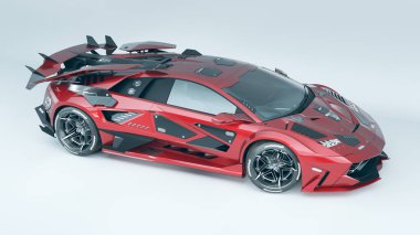 Markasız, jenerik konsept bir arabanın 3 boyutlu çizimi