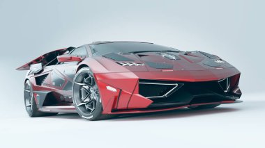 Markasız, jenerik konsept bir arabanın 3 boyutlu çizimi