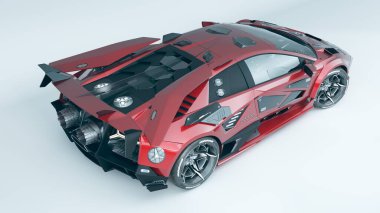 Markasız, jenerik konsept bir arabanın 3 boyutlu çizimi