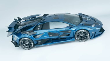 Markasız, jenerik konsept bir arabanın 3 boyutlu çizimi