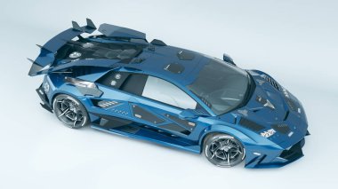 Markasız, jenerik konsept bir arabanın 3 boyutlu çizimi