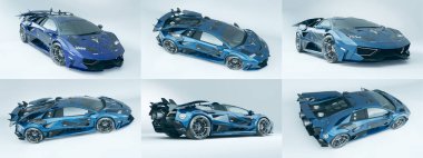 Markasız, jenerik konsept bir arabanın 3 boyutlu çizimi