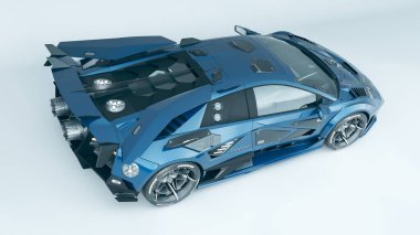 Markasız, jenerik konsept bir arabanın 3 boyutlu çizimi