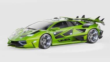 Markasız, jenerik konsept bir arabanın 3 boyutlu çizimi