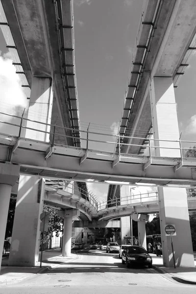 Miami Govermment Centre Área Edifício Preto Branco — Fotografia de Stock