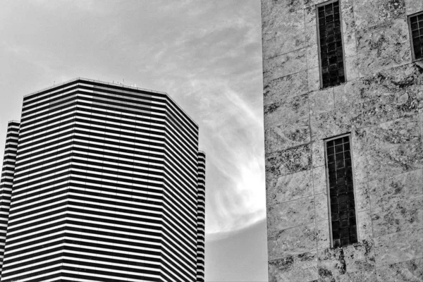 Miami Govermment Centre Building Area Black White — Stock Photo, Image