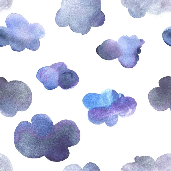 Nice watercolor clouds seamless background. Baby boy wallpaper background. Blue abstract background.