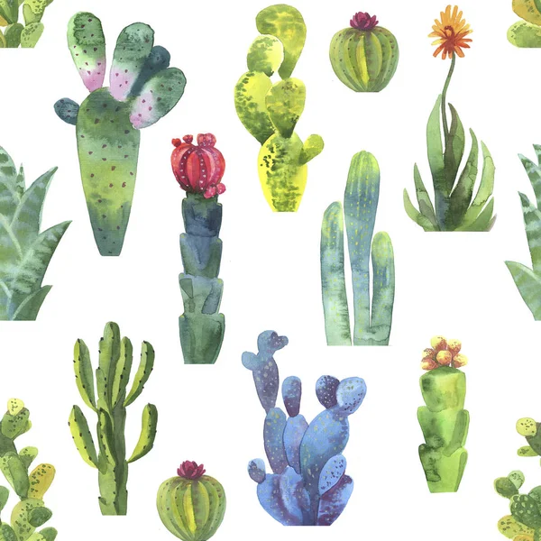 Cacti seamless pattern. Watercolor cacti pattern for wrapping paper or scrapbooking