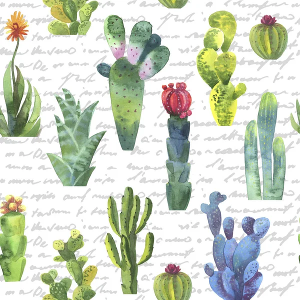 Cacti seamless pattern. Watercolor cacti pattern for wrapping paper or scrapbooking