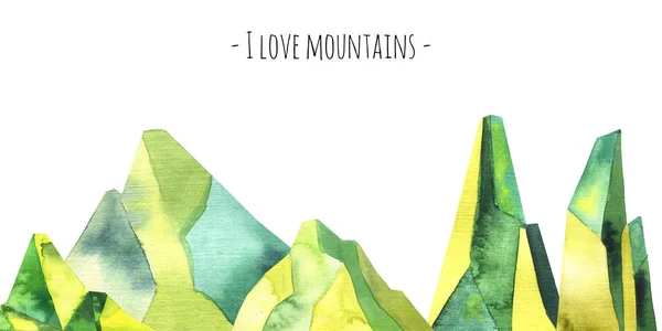 Afiş için dağlar suluboya şablonu, scrapbooking. 