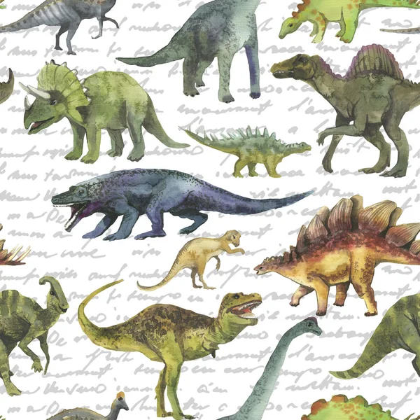 Kézzel Rajzolt Varratmentes Mintázat Dinosaurus Esetében Dino Minta Reális Gyerekfiú — Stock Fotó