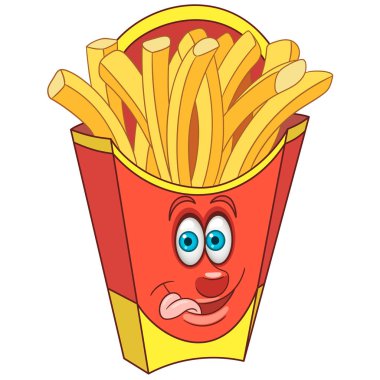 Kırmızı paket kızarmış patates. Mutlu Fast Food kavramı. 