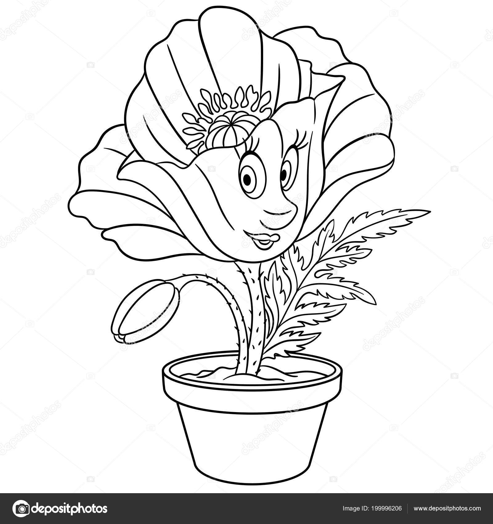 Poppy Flower Pot Coloring Page Colouring Picture Coloring Book ...