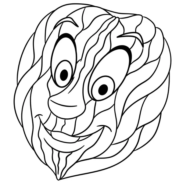 Walnut Nut Coloring Page Colouring Picture Coloring Book — Stock Vector