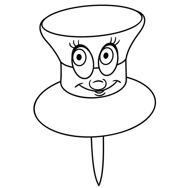 Paper Pin Pushpin Drawing Pin Thumbtack Coloring Page Colouring Picture — Stock Vector