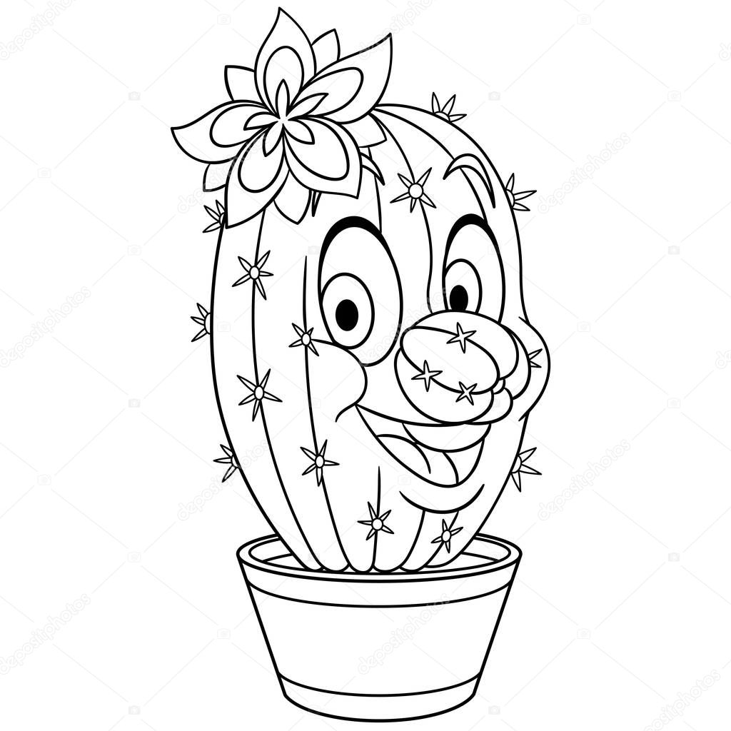 Download Cactus Cacti Flower Pot Coloring Page Colouring Picture ...