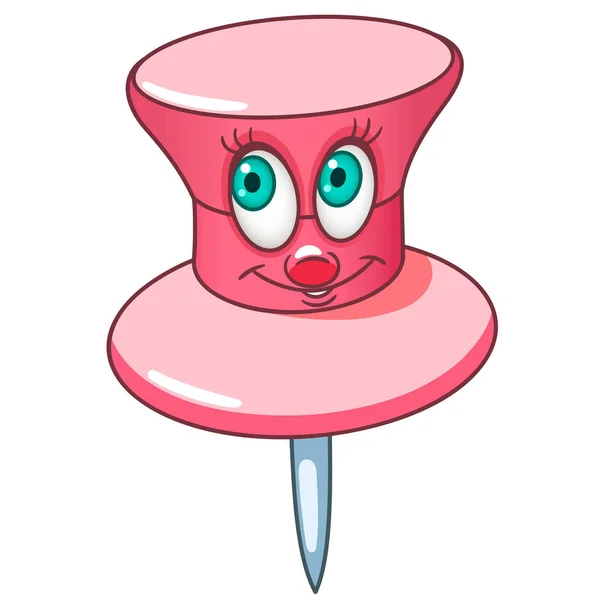 Paper Pin Pushpin Drawing Pin Thumbtack Happy Cartoon Design Kids — Stock Vector