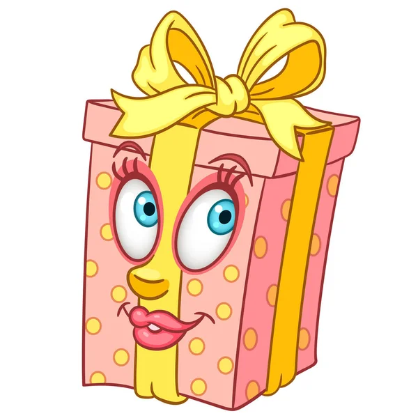 ギフト ボックス リボン リボン付きプレゼント ボックス 幸せな漫画を子供の本 ページ彩色 シャツ プリント アイコン — ストックベクタ