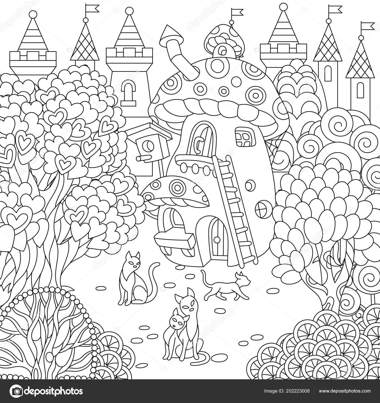 Mushroom Fairy House Coloring Page Coloring Sheets Magic Mushroom Instant  Download Fantasy Coloring Adult Coloring Book (Download Now) 