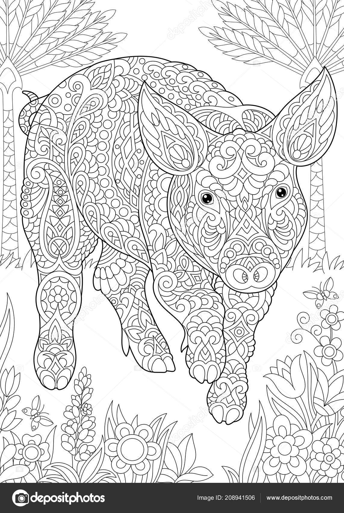 Download Coloring Page Coloring Book Colouring Picture Pig Cute Piggy 2019 — Stock Vector © Sybirko ...