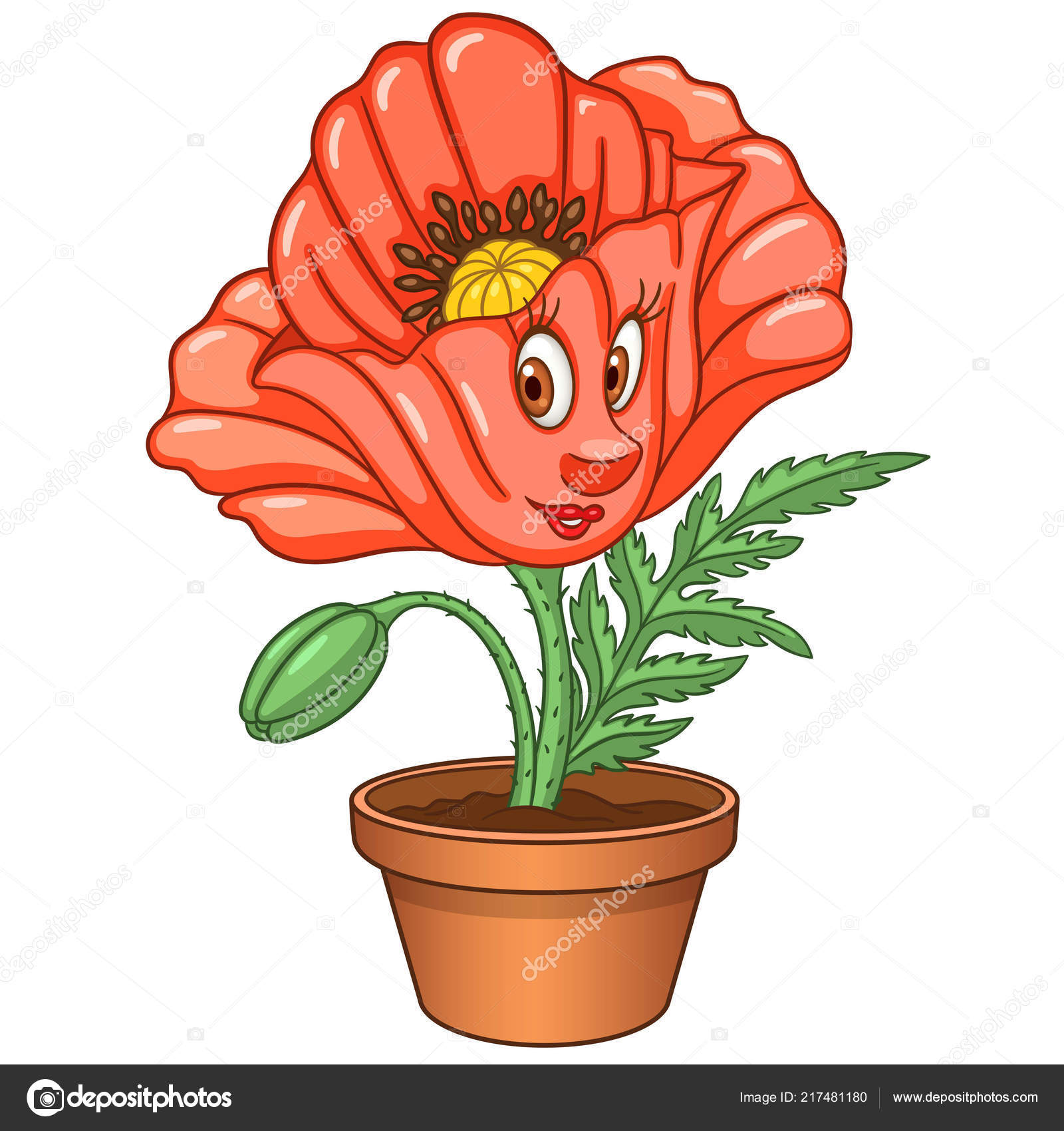 Red Poppy Flower House Plant Pot Happy Cartoon Design Kids Stock Vector Image by ©Sybirko #217481180 Red Poppy Flower House Plant Pot Happy Cartoon Design Kids Stock Vector Image by ©Sybirko #217481180