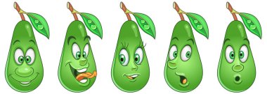Avokado. Sağlıklı gıda kavramı. Emoji ifade koleksiyonu. Çocuklar için boyama kitabı, boyama sayfaları, tişört baskı, simge, logo, etiket, yama, etiket çizgi kahramanlar.