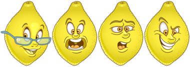 Limon. Meyve gıda kavramı. Emoji ifade koleksiyonu. Çocuklar için boyama kitabı, boyama sayfaları, tişört baskı, simge, logo, etiket, yama, etiket çizgi kahramanlar.