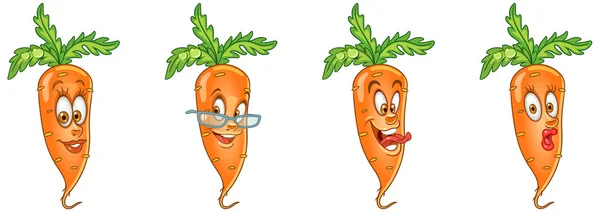 Carrot Healthy Food Concept Emoji Emoticon Collection Cartoon Characters Kids — Stock Vector