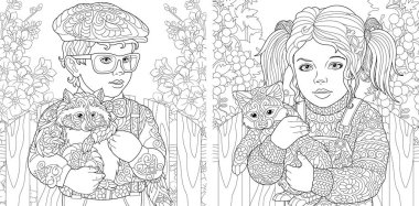 Coloring Book Boy And Girl Free Vector Eps Cdr Ai Svg Vector Illustration Graphic Art