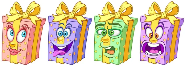 Doos Van Gift Verjaardagsgeschenk Concept Van Viering Van Vakantie Emoji — Stockvector