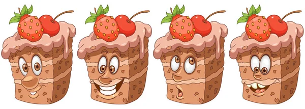 Pastel Pastel Concepto Panadería Pastelería Colección Emoji Emoticon Personajes Dibujos — Vector de stock