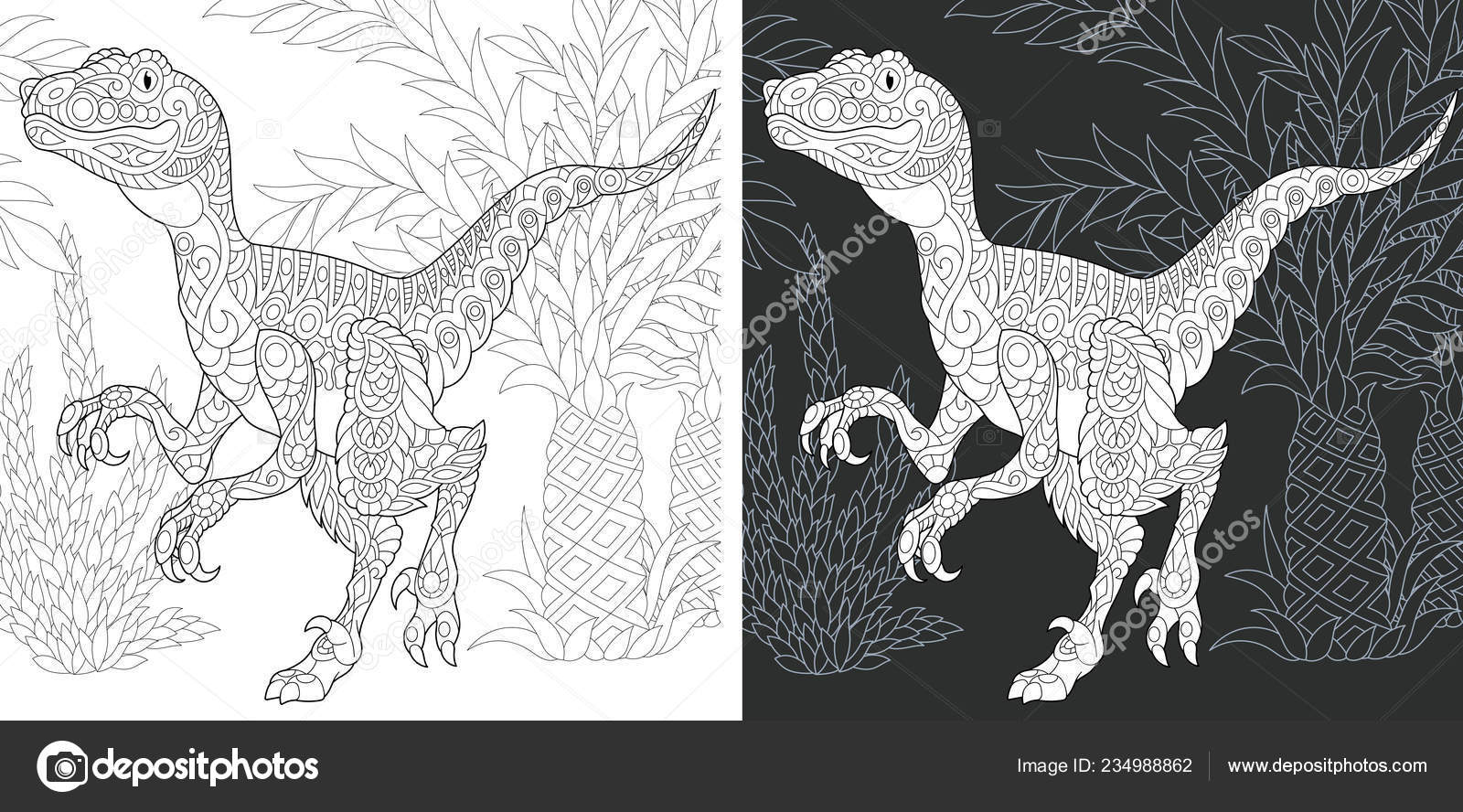 Desenhos de Dinossauro Velociraptor 3 para Colorir e Imprimir