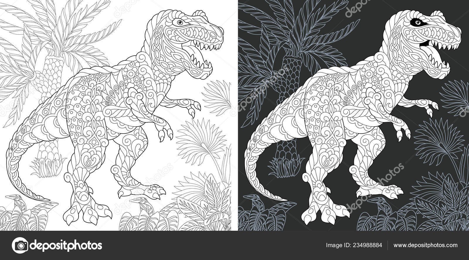 Desenho Para Colorir luta entre t-rex e estegossauro - Imagens