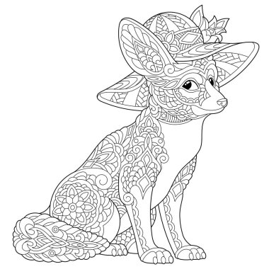 zentangle rezene tilki boyama sayfası