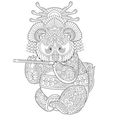 zentangle ayı panda boyama sayfası
