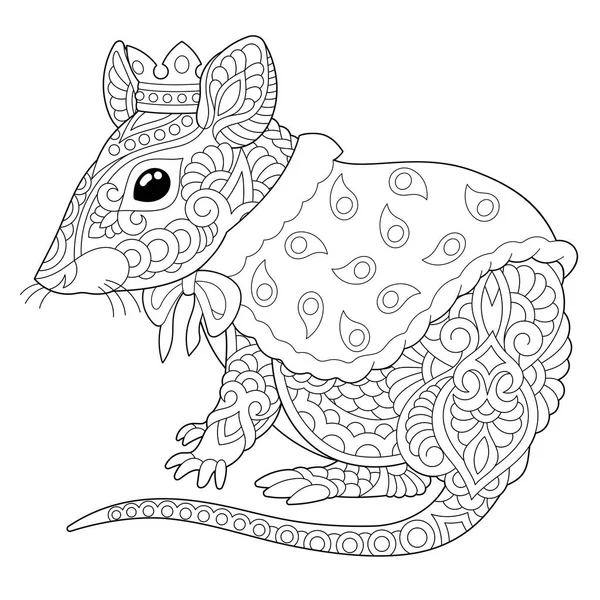 Página para colorear rata del ratón zentangle — Archivo Imágenes Vectoriales