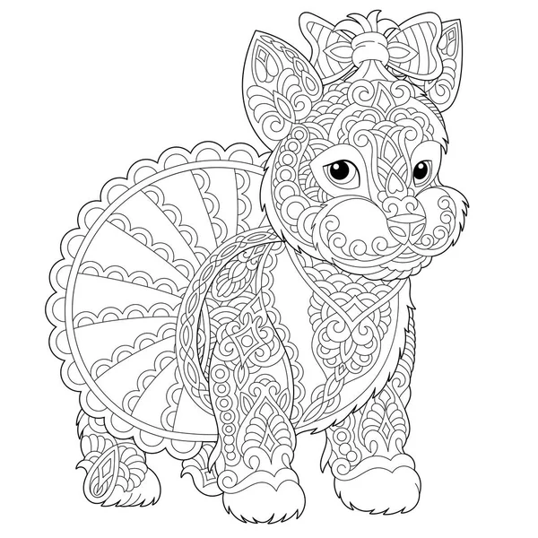 Página para colorear zentangle yorkshire terrier perro — Vector de stock