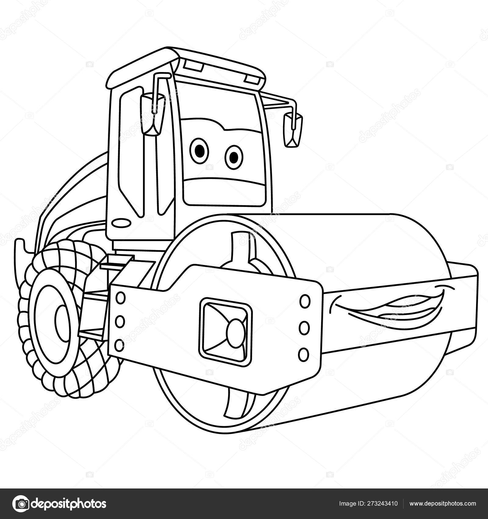 Conjunto De Transporte De Desenhos Animados. Coleção De Veículos.  Semi-caminhão Pesado (reboque, Caminhão), Trator (bulldozer), Caminhão De  Reboque (evacuador), Carro Antigo Retro De Luxo. Páginas De Livros De  Colorir Para Crianças. Royalty