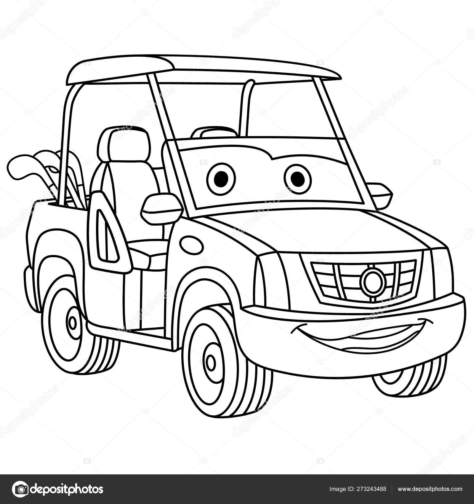 Desenhos bonitos em preto e branco para colorir carros para crianças