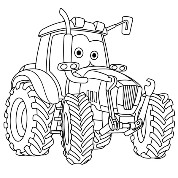 Coloriage avec tracteur agricole véhicule — Image vectorielle