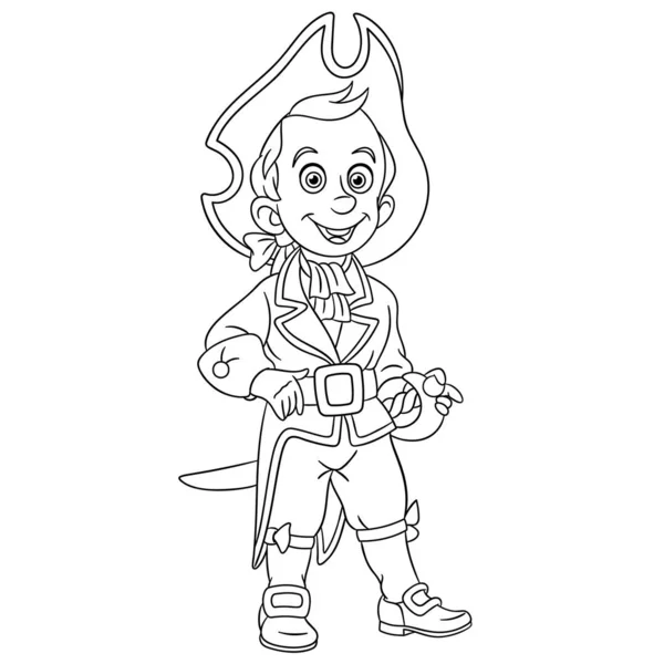 船の船員船長海賊との着色ページ — ストックベクタ