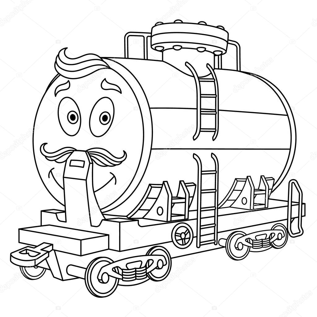 coloring page with fuel rail tank wagon